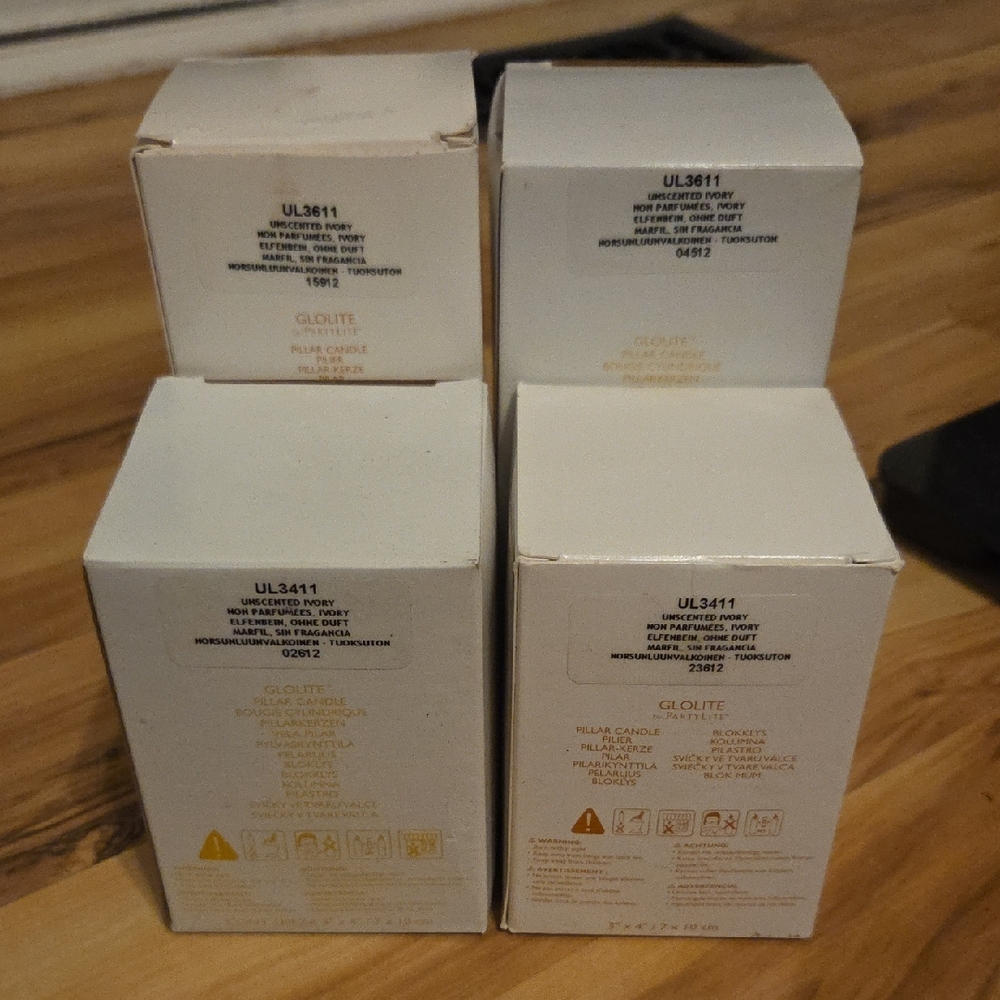 PartyLite Ivory Unscented Glolite Pillar Candles (Set of 4)